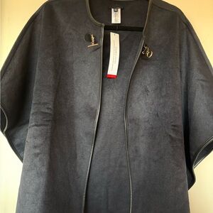 NAVY faux suede cape